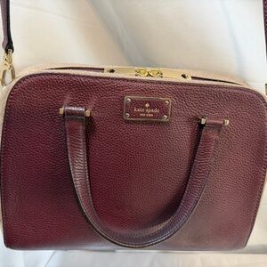 Kate Spade Maroon and Beige Satchel